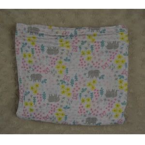 Modern Baby Elephant Blanket Muslin Swaddle Pink White Gray Floral Butterfly